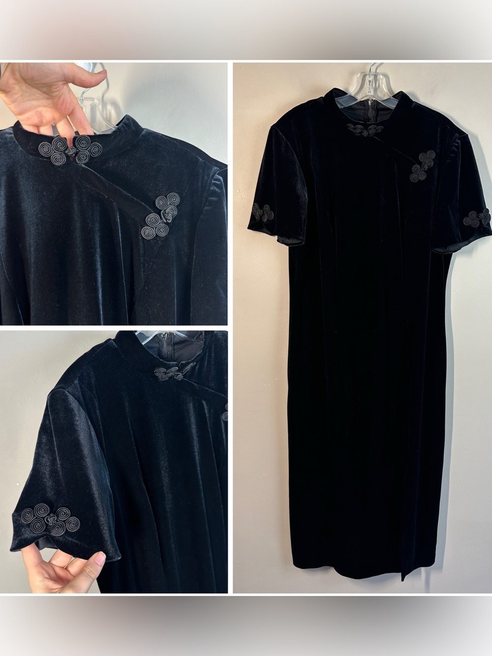 Betsy & Adam Womens Vintage Black Velvet Dress Sz 14 Witchy Goth Whimsigoth Y2K